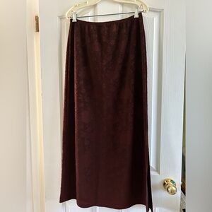 Wine color pull on long skirt